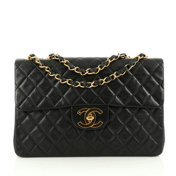 Chanel Vintage Classic Single Flap Bag Quilted Lambskin Maxi black