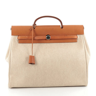 Hermes Herbag Toile and Leather MM neutral