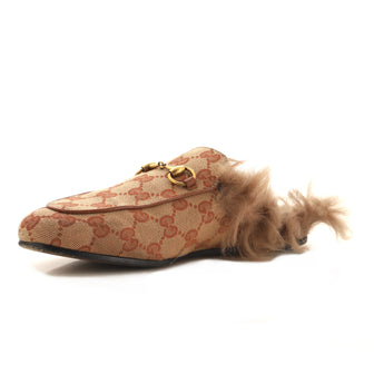 Gucci Women's Princetown Mules GG Canvas with Fur