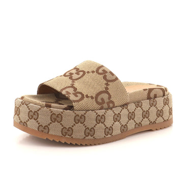 Gucci Women's Angelina Platform Slide Sandals GG Canvas