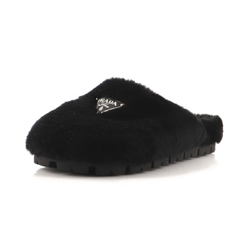 Prada Triangle Logo Sandals Fur