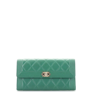 Chanel Boy Flap Wallet Quilted Leather Long