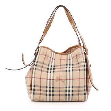 Burberry Canterbury Tote Haymarket Coated Canvas Small Brown
