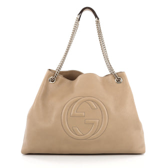 Gucci Soho Shoulder Bag Chain Strap Leather Large Brown