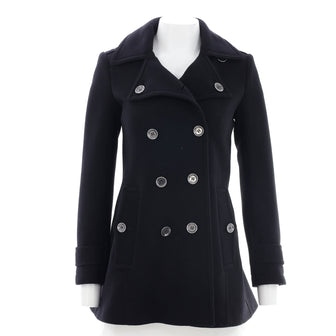 Burberry Women's Double Breasted Belted Peacoat Wool