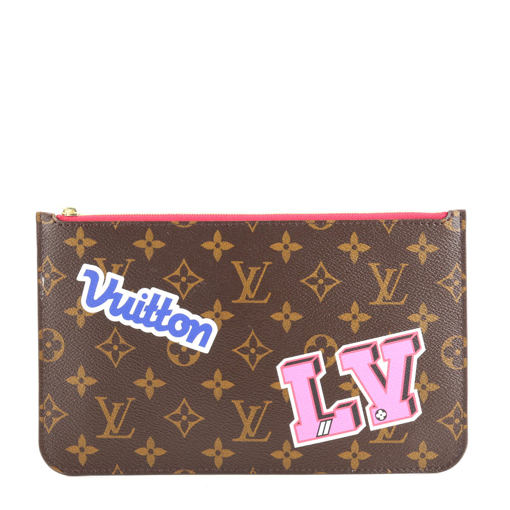 Louis Vuitton Limited Monogram Patch Canvas Pochette Bag Brown