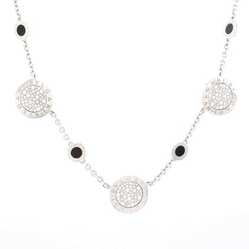 Bvlgari Bvlgari Bvlgari Station Necklace 18K White Gold with Diamonds and Onyx