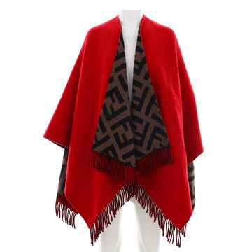 Fendi Women's Fringe Reversible Poncho Wool and Cashmere