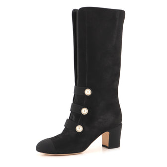 Chanel Women's Pearl CC Cap Toe Boots Suede