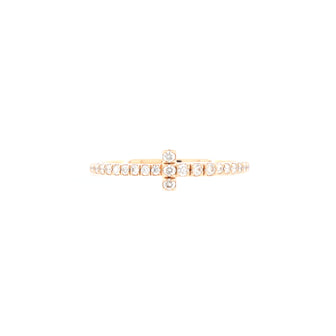 Tiffany & Co. T Wire Ring 18K Rose Gold with Pave Diamonds