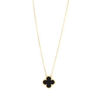 Van Cleef & Arpels Vintage Alhambra Pendant Necklace 18K Yellow Gold and Onyx