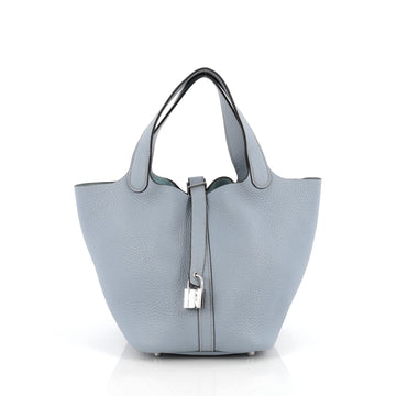 Hermes Picotin Lock Handbag Clemence PM blue