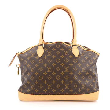 Louis Vuitton Lockit Handbag Monogram Canvas Horizontal Brown