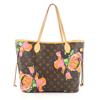 Louis Vuitton Neverfull Tote Limited Edition Monogram Canvas Roses MM Brown