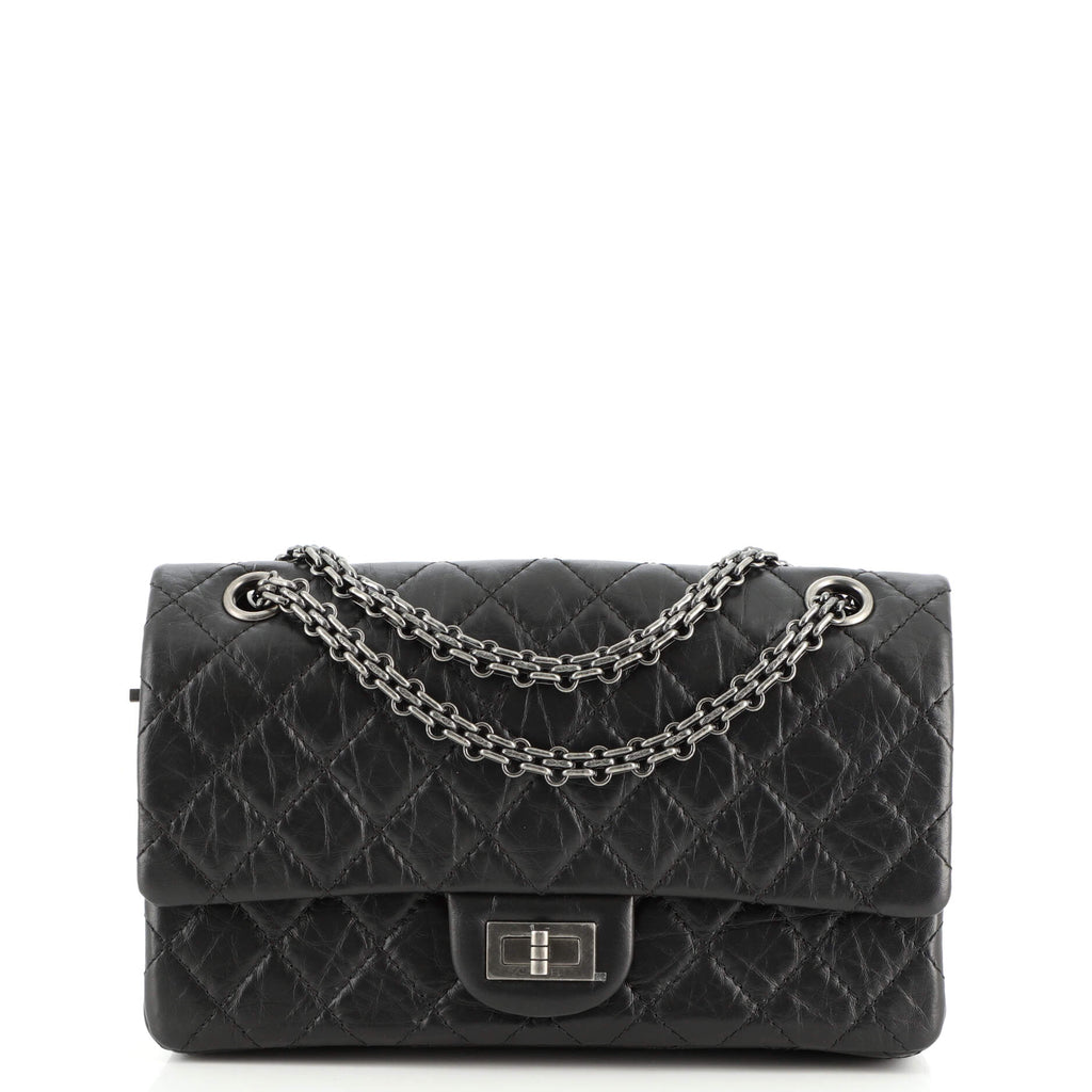 Chanel Black Quilted Aged Calfskin 225 Lucky Charms Reissue 2.55