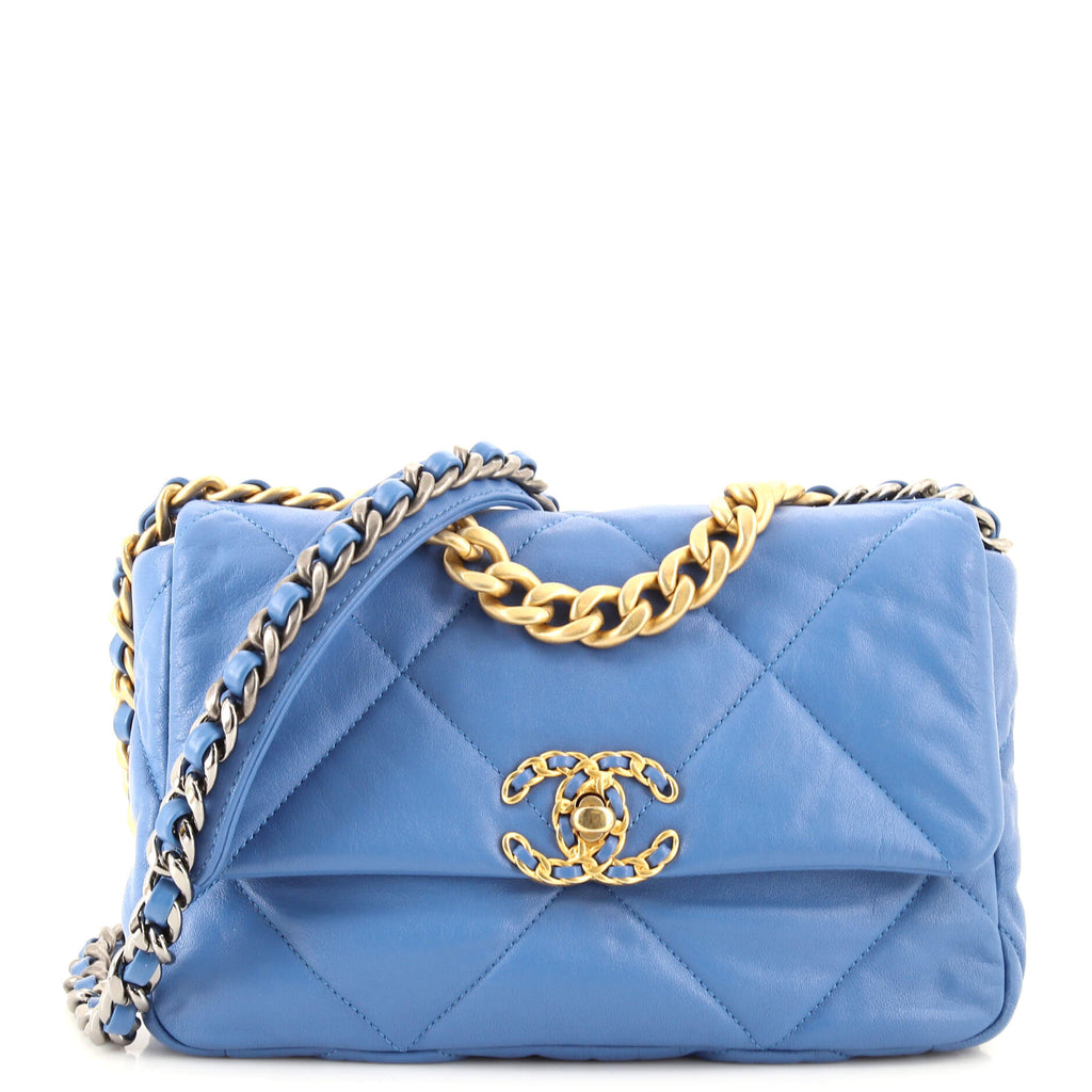 Chanel 19 Flap Bag Quilted Leather Medium Blue 1751231