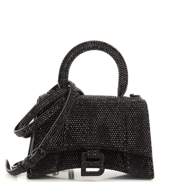 Balenciaga Hourglass Top Handle Bag Suede with Crystals XS