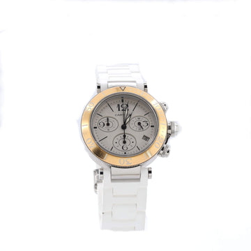 Cartier Pasha de Cartier Seatimer Chronograph Quartz Watch Stainless Steel and Rose Gold 37
