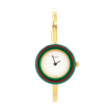 Gucci 1100 Interchangeable Bezel Bangle Quartz Watch Plated Metal with Plastic 26
