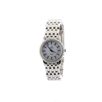 Omega De Ville Quartz Watch Stainless Steel with Diamond Bezel and Mother of Pearl 22