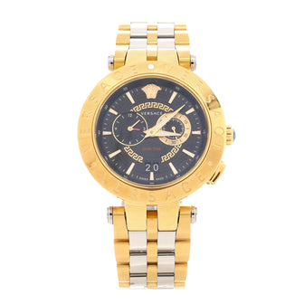 Versace V-Race Quartz Watch Stainless Steel and Plated Metal 45