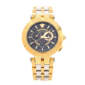 Versace V-Race Quartz Watch Stainless Steel and Plated Metal 45