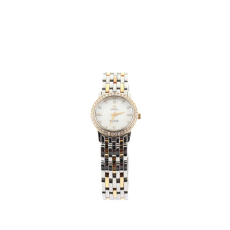 Omega De Ville Prestige Quartz Watch Stainless Steel and Yellow Gold with Diamond Bezel and Markers and Mother of Pearl 22