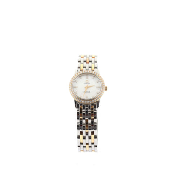 Omega De Ville Prestige Quartz Watch Stainless Steel and Yellow Gold with Diamond Bezel and Markers and Mother of Pearl 22