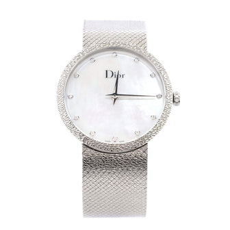 Christian Dior La D De Dior Quartz Watch Stainless Steel with Diamond Markers and Mother of Pearl 36