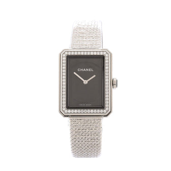 Chanel Boy-Friend Tweed Quartz Watch Stainless Steel with Diamond Bezel 21