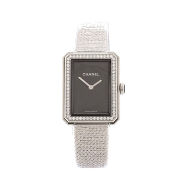 Chanel Boy-Friend Tweed Quartz Watch Stainless Steel with Diamond Bezel 21