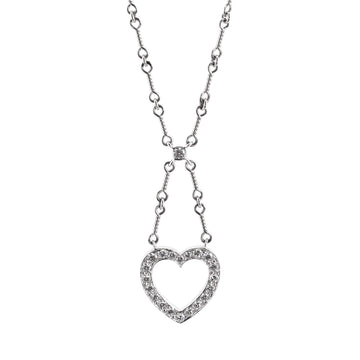 Tiffany & Co. Open Heart Pendant Necklace Platinum and Diamonds