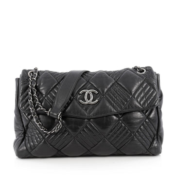 Chanel In and Out Flap Bag Quilted Lambskin Maxi Black 1751605