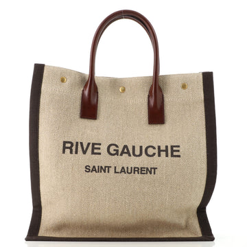 Saint Laurent Rive Gauche Shopper Tote Raffia with Canvas Tall