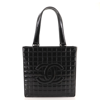 Chanel Chocolate Bar CC Tote Quilted Patent North South