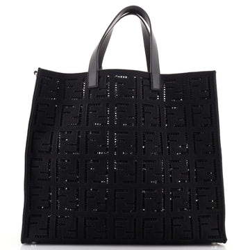 Fendi Shopper Tote FF Monogram Embroidered Canvas Large