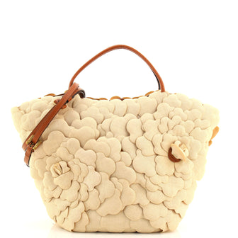 Valentino Rose Atelier Bucket Bag Raffia with Leather