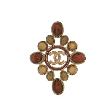 Chanel Vintage CC Diamond Brooch Metal with Gripoix