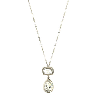Chanel CC Teardrop Pendant Necklace Metal with Crystals