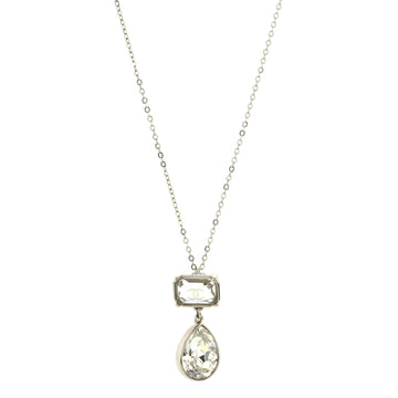 Chanel CC Teardrop Pendant Necklace Metal with Crystals