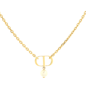 Christian Dior Petit CD Choker Necklace Metal with Faux Pearl