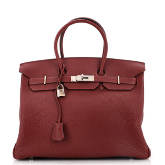 Birkin Handbag Rouge H Togo with Palladium Hardware 35