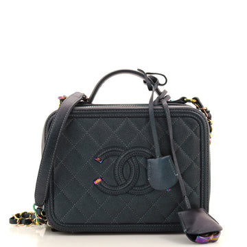 Chanel Filigree Vanity Case Quilted Iridescent Caviar Medium