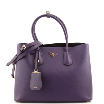 Prada Saffiano Cuir Double Turnlock - Purple Shoulder Bags, Handbags -  PRA867875