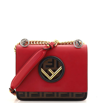 Fendi Kan I F Shoulder Bag Leather with Zucca Embossed Detail Small
