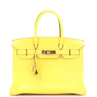 Hermes Birkin Handbag Jaune De Naples Novillo with Gold Hardware 30 Yellow