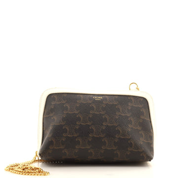 Celine Zip Around Chain Clutch Triomphe Coated Canvas