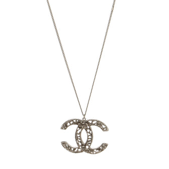 Chanel CC Camellia Cut-Out Pendant Necklace Metal