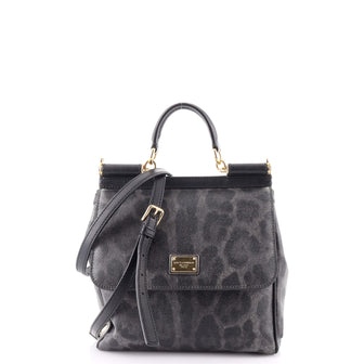 Dolce & Gabbana Miss Sicily Bag Leopard Print Leather North South