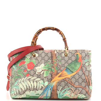 Gucci Bamboo Shopper Tote Tian Print GG Coated Canvas Medium